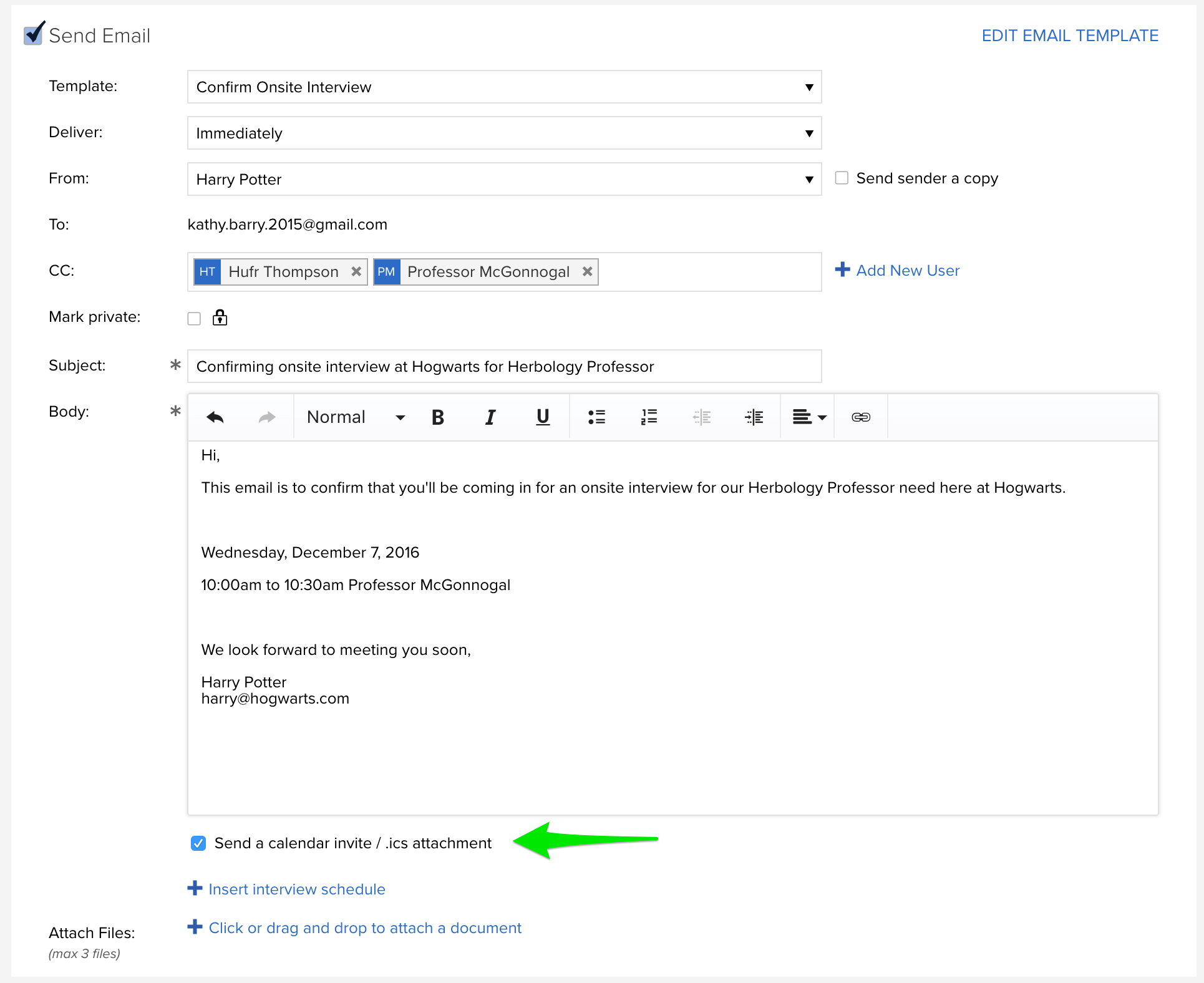 calendar invites emails